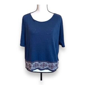 Artisan NY‎ Crop Blouse, Dolman Sleeves and Embroidered Edge